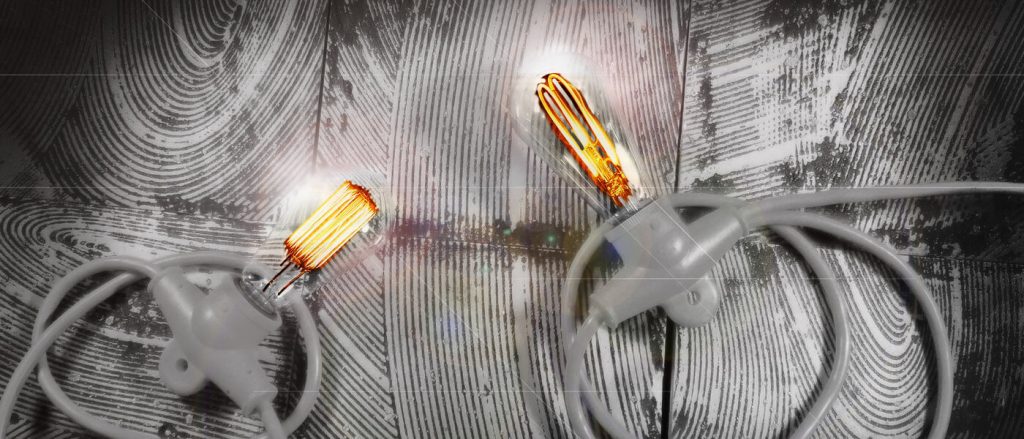 R. Scott Electric old and new light bulbs